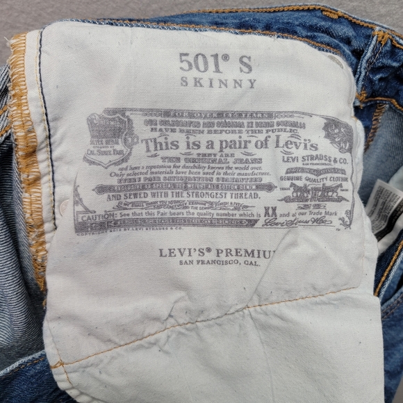 LEVI'S 501 WOMENS JEANS, DISTRESSED, SIZE 30W 28L - Picture 6 of 10